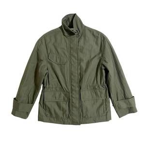 NEW VINCE women's flap pockets drawstring anorak jacket in green